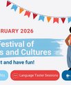 Grafik med info om Circle U.'s Festival of Languages and Culture