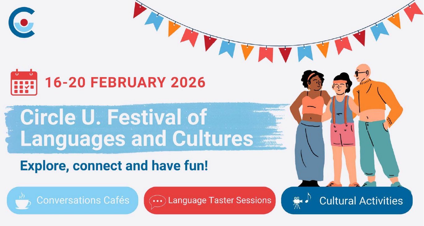 Grafik med info om Circle U.'s Festival of Languages and Culture