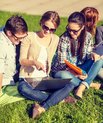 Students in the grass