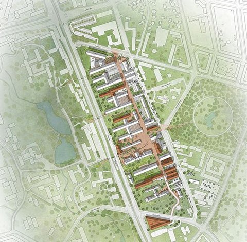 Visualisering af Universitetsbyen set fra luften