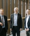 Jørgen Lang (AUFF), Brian Bech Nielsen (AU) og Carsten Kronborg (FEAS) håber hver især, at Universitetsbyen kommer til at sprudle af liv. Også om aftenen og i weekenderne. Foto: Kim Frost, AU Foto